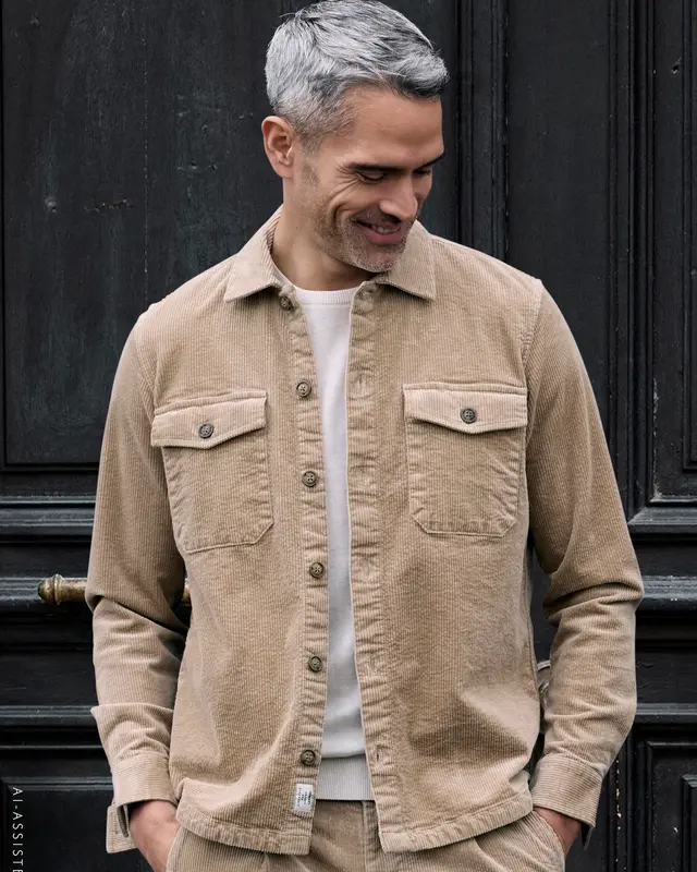 Lerros Corduroy Overhemd met Stretch - Gravel Beige
