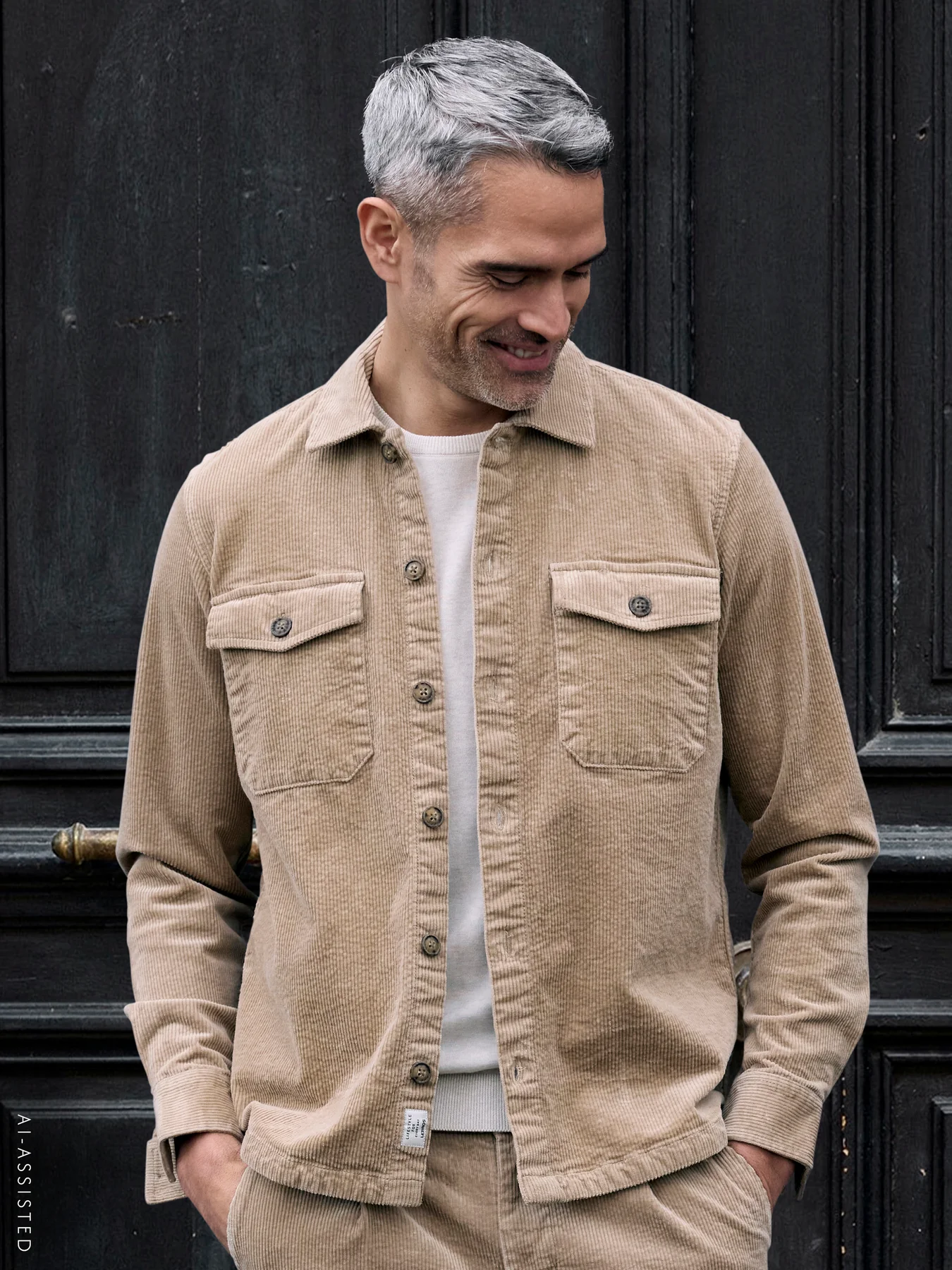 Lerros Corduroy Overhemd met Stretch - Gravel Beige