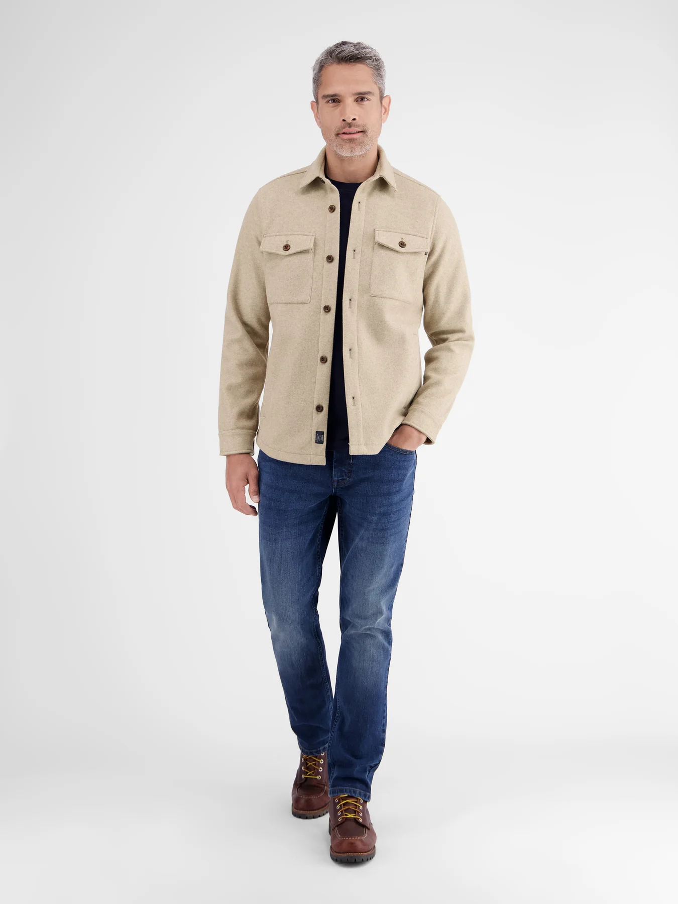 Lerros Hemdjacke Wolloptik - Foam White