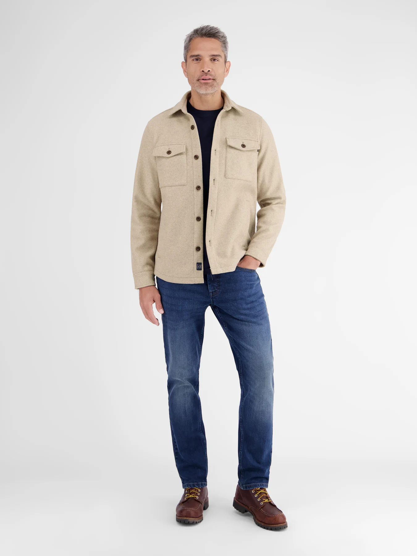 Lerros Hemdjacke Wolloptik - Foam White