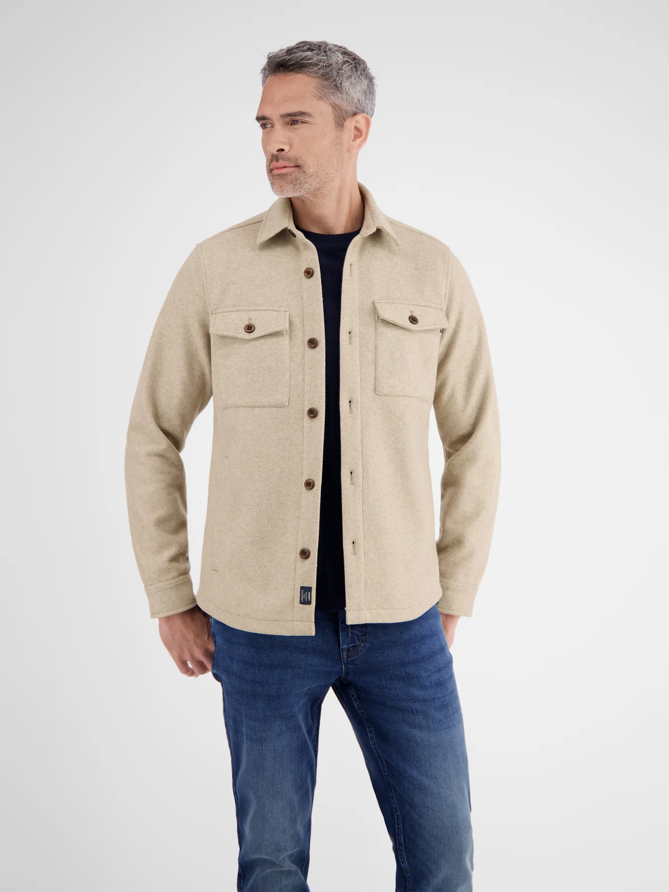 Lerros Hemdjacke Wolloptik - Foam White