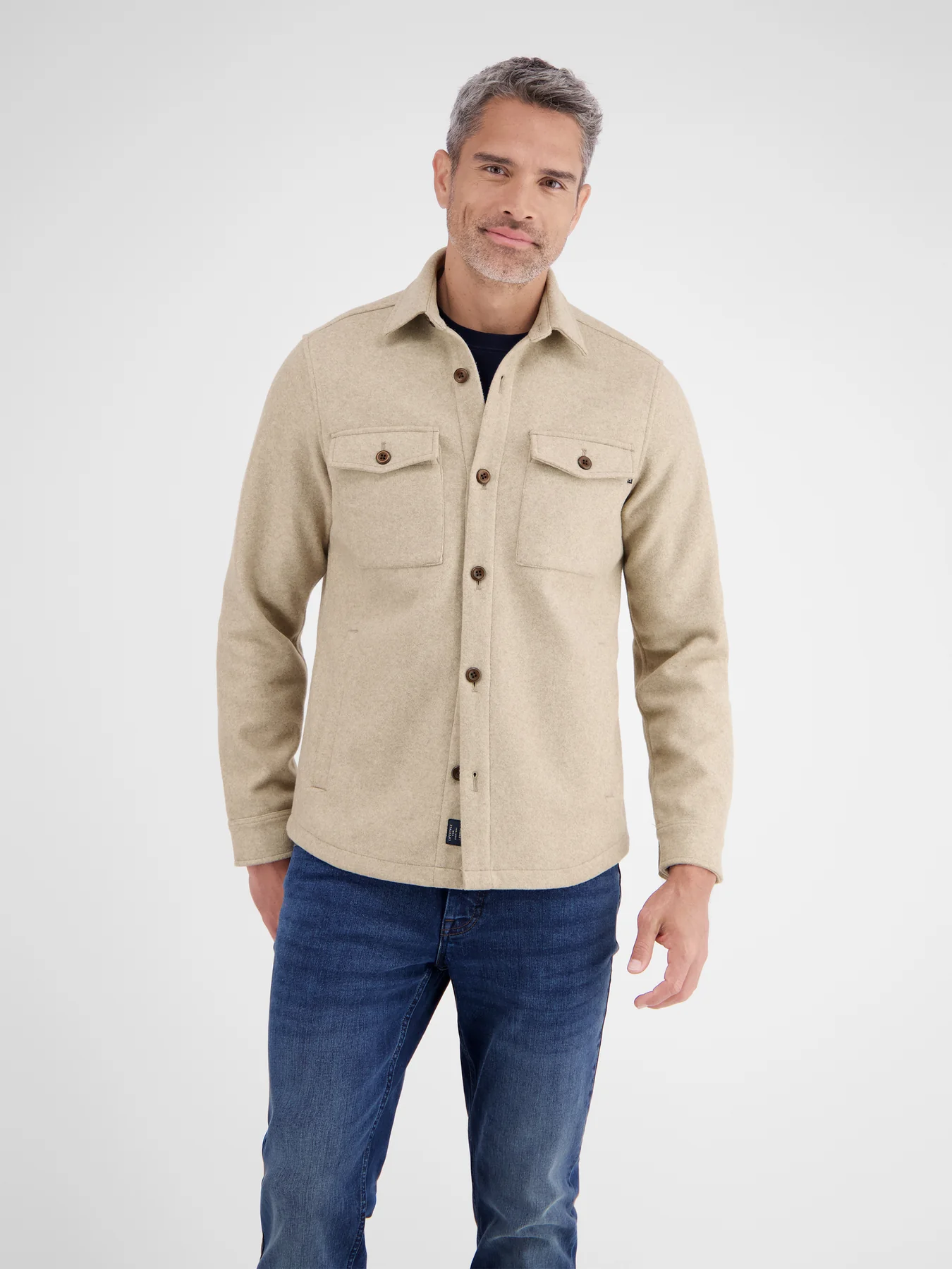 Lerros Wool Look Shirt Jacket - Foam White