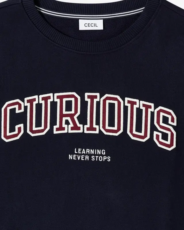 Cecil Sweatshirt mit Wording - Urban Dark Blue