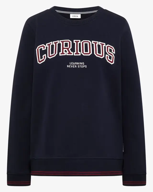 Cecil Sweatshirt met Tekst - Urban Dark Blue