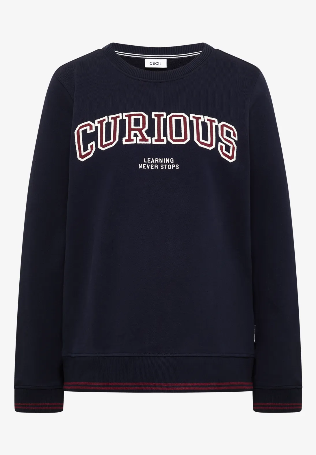 Cecil Sweatshirt met Tekst - Urban Dark Blue