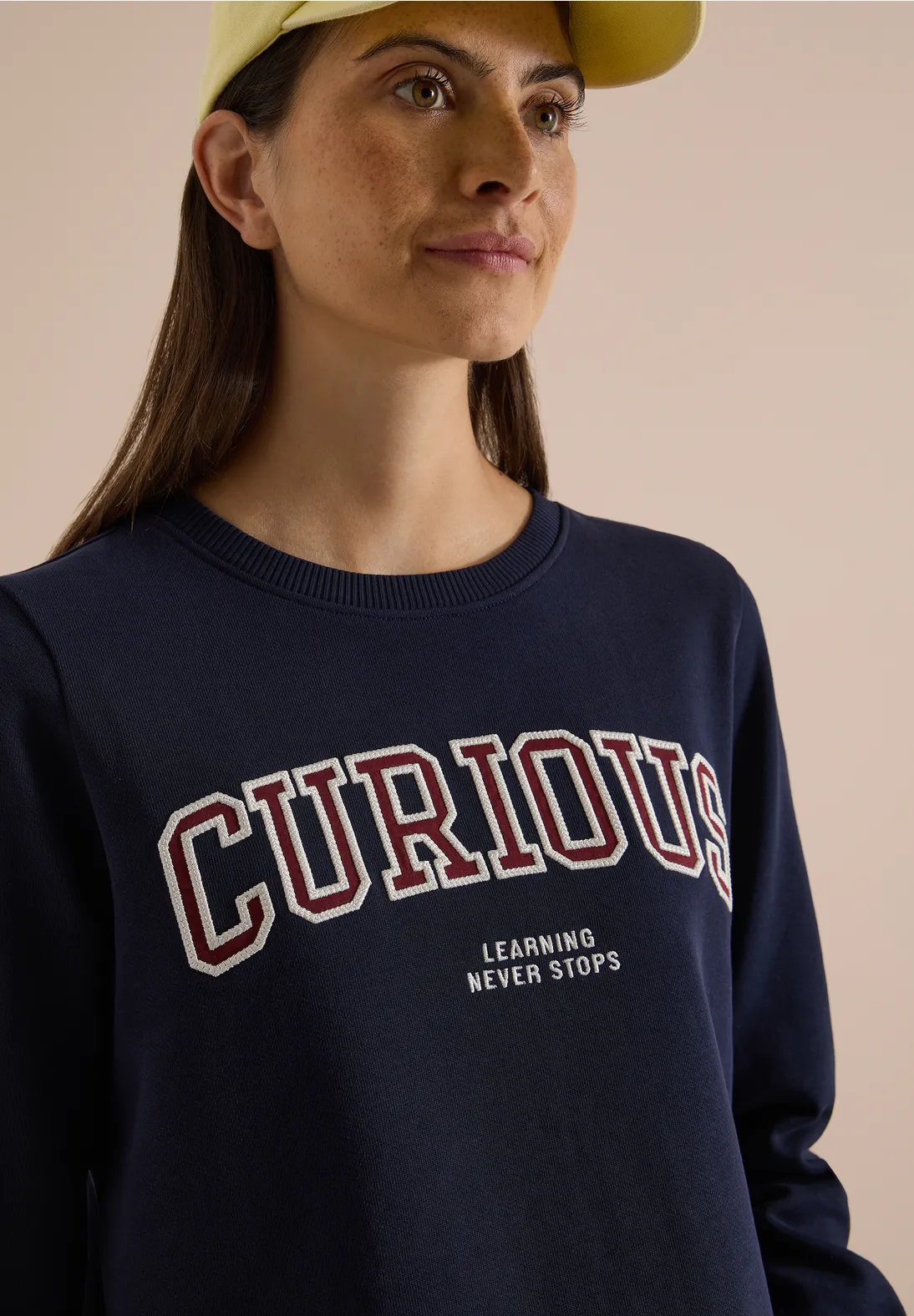 Cecil Sweatshirt met Tekst - Urban Dark Blue