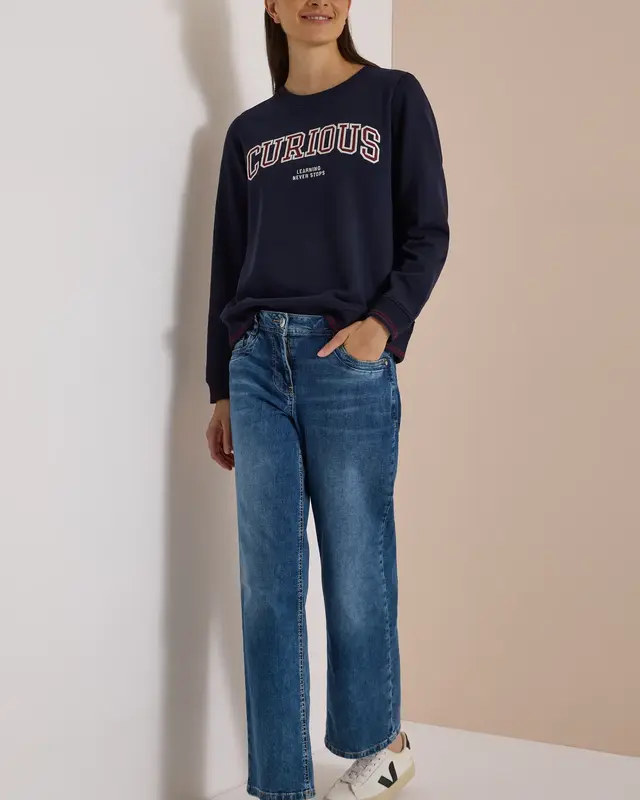 Cecil Sweatshirt mit Wording - Urban Dark Blue
