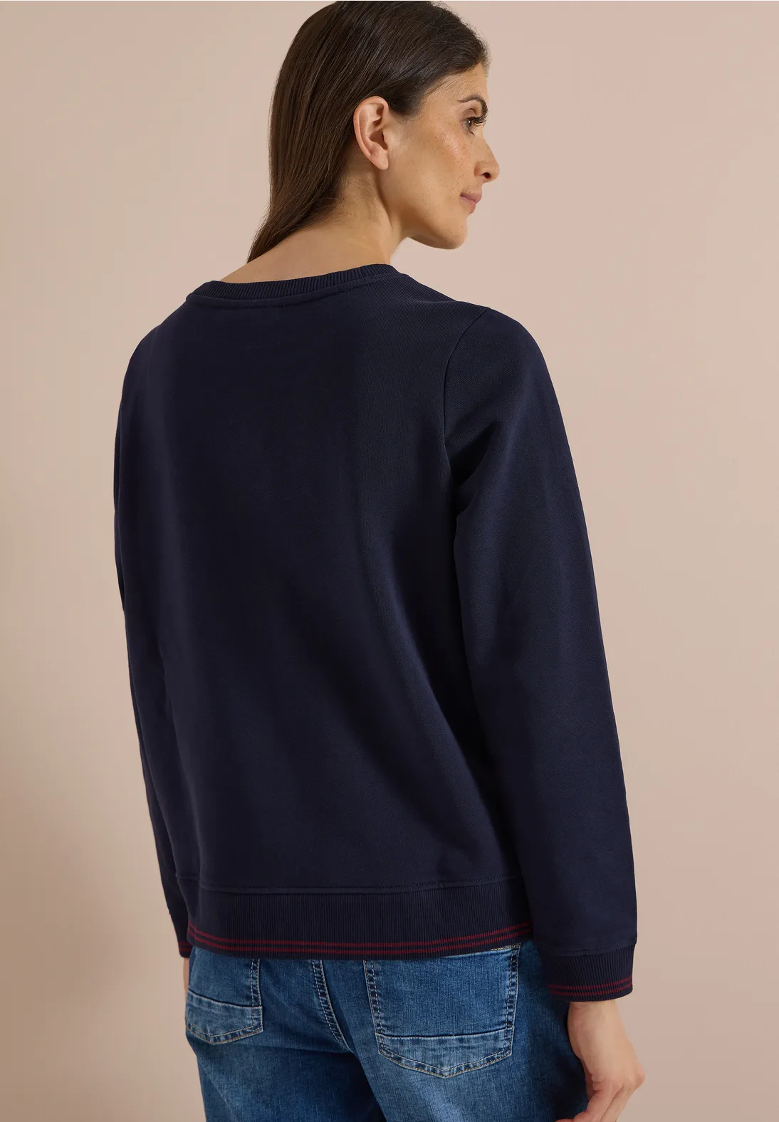 Cecil Sweatshirt met Tekst - Urban Dark Blue