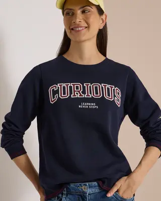 Cecil Sweatshirt mit Wording - Urban Dark Blue