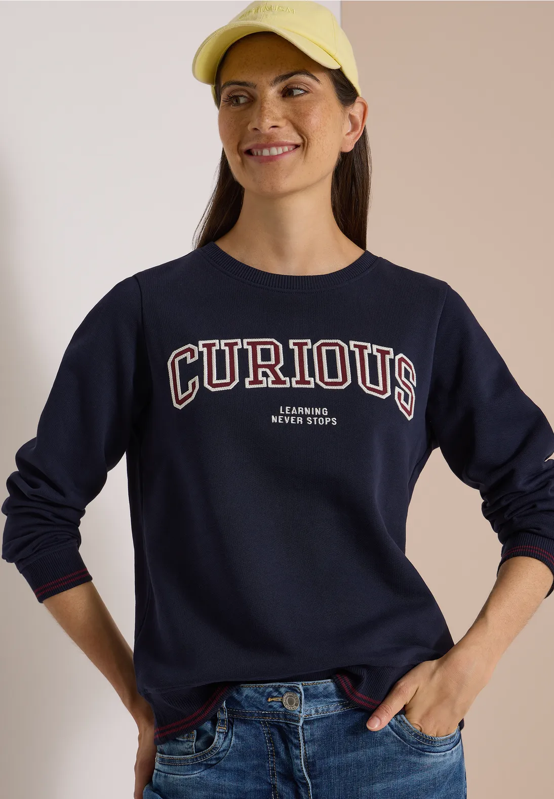 Cecil Sweatshirt met Tekst - Urban Dark Blue