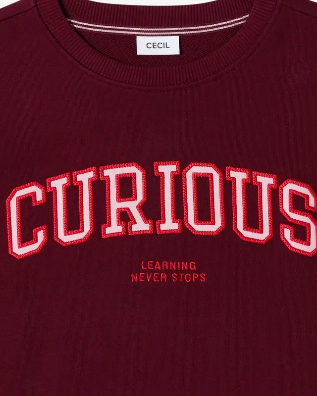 Cecil Sweatshirt mit Wording - Red Wine