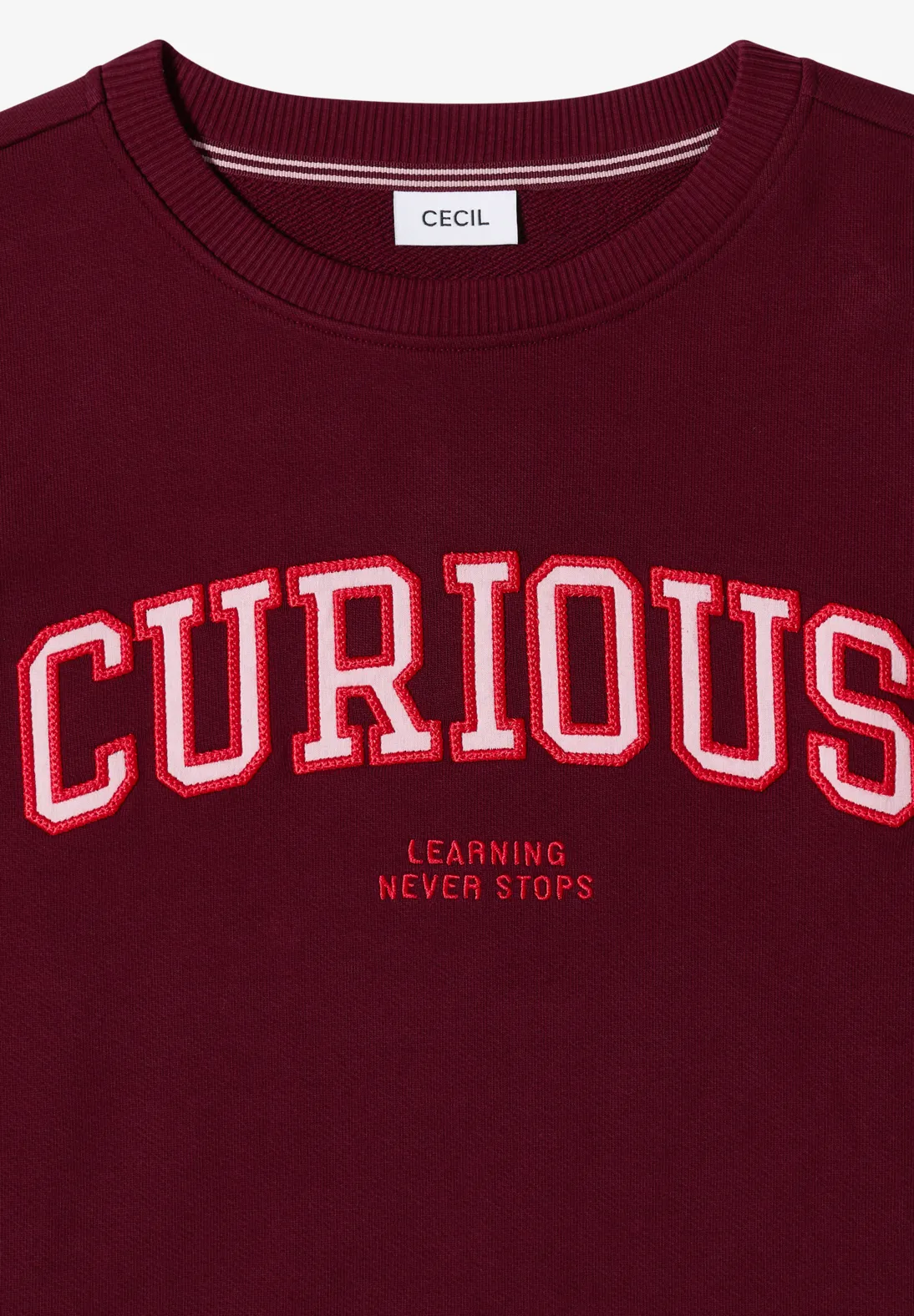 Cecil Sweatshirt mit Wording - Red Wine