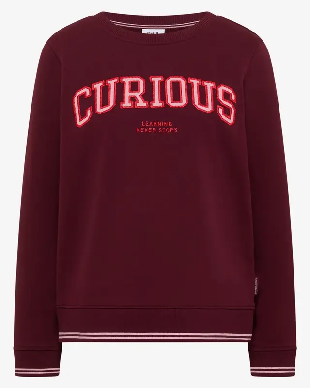 Cecil Sweatshirt mit Wording - Red Wine