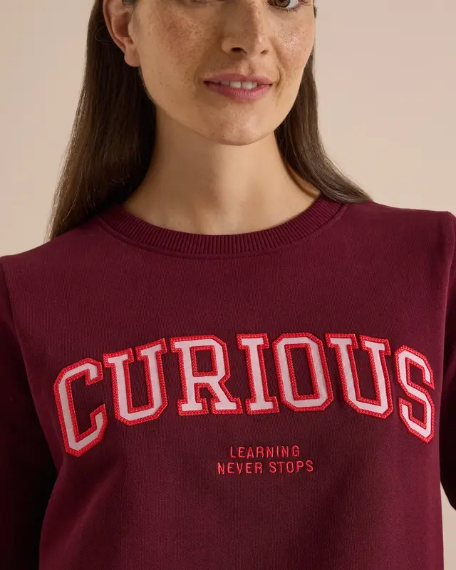 Cecil Sweatshirt met Tekst - Red Wine