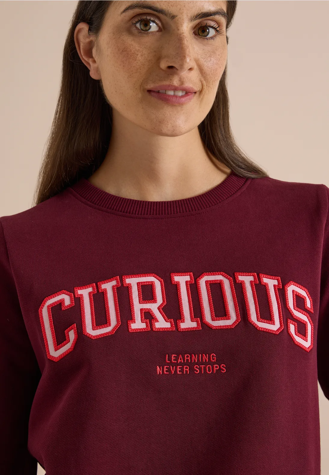 Cecil Sweatshirt mit Wording - Red Wine