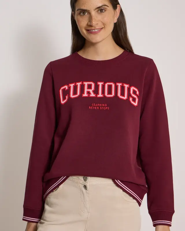 Cecil Sweatshirt met Tekst - Red Wine