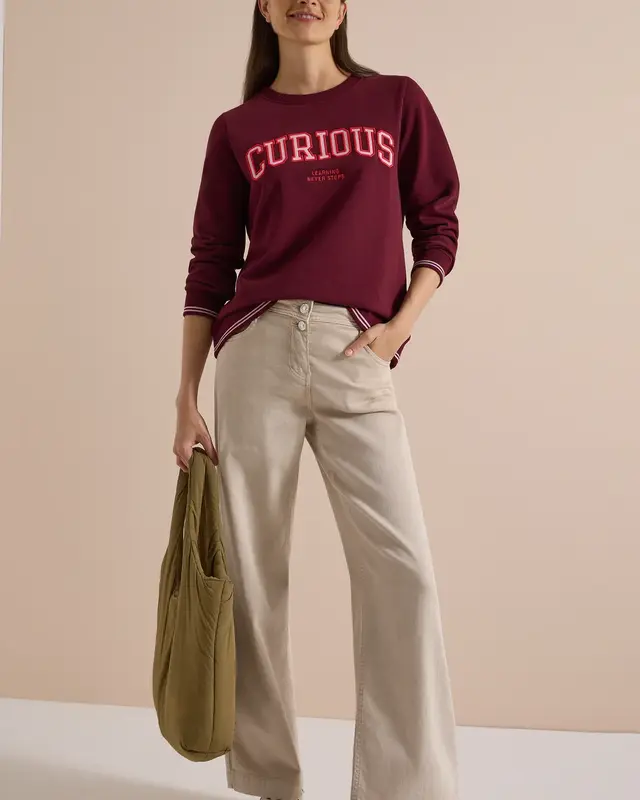 Cecil Sweatshirt met Tekst - Red Wine