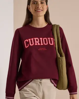 Cecil Sweatshirt mit Wording - Red Wine