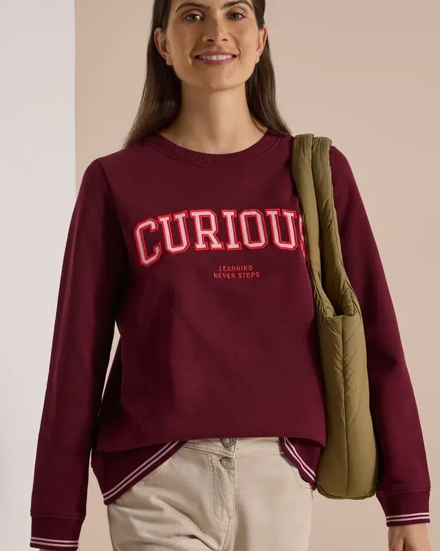 Cecil Sweatshirt met Tekst - Red Wine