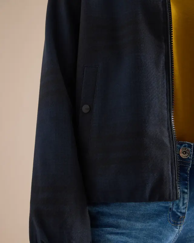Cecil Check Jacket Wool Look - Urban Dark Blue Melange