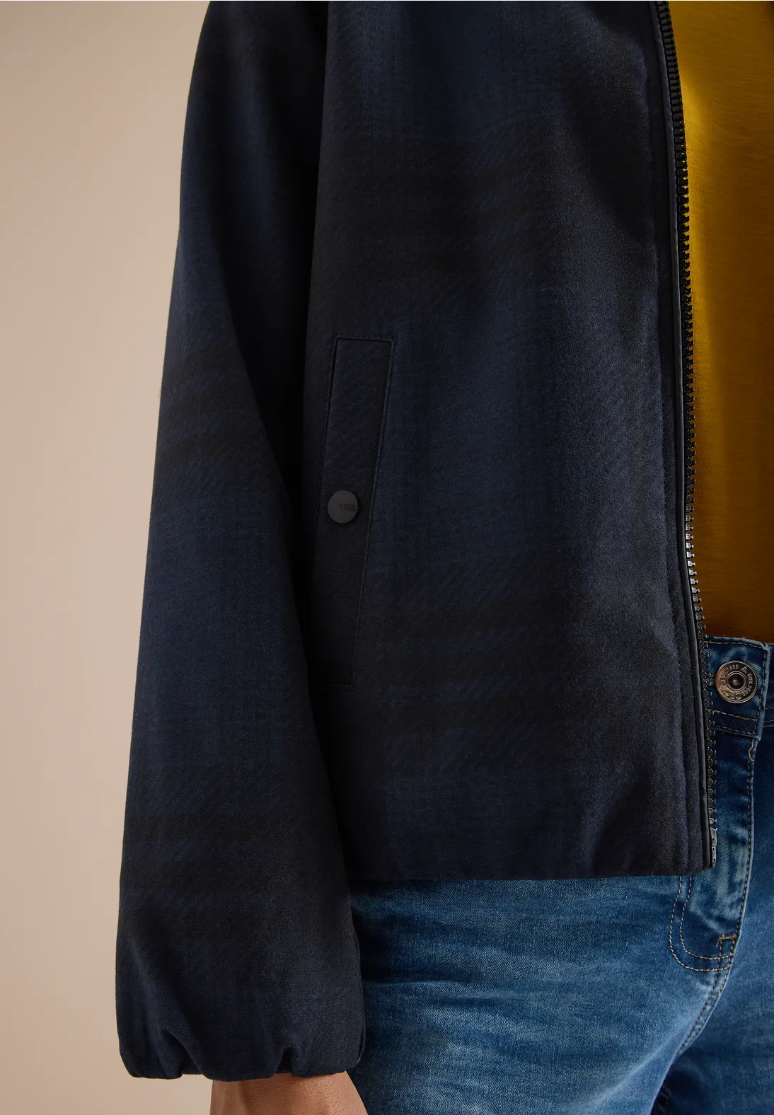 Cecil Check Jacket Wool Look - Urban Dark Blue Melange