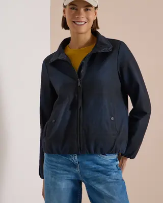 Cecil Geruite Jas in Wol Look - Urban Dark Blue Melange