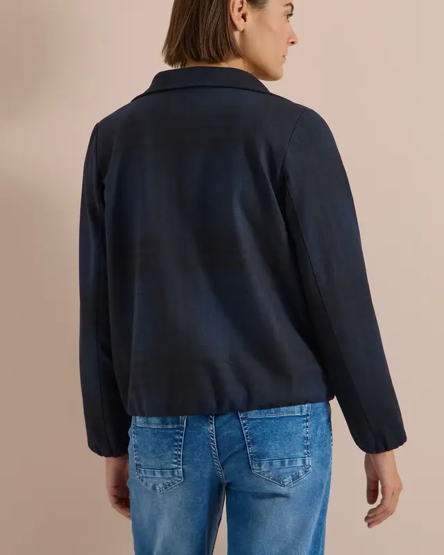 Cecil Check Jacket Wool Look - Urban Dark Blue Melange