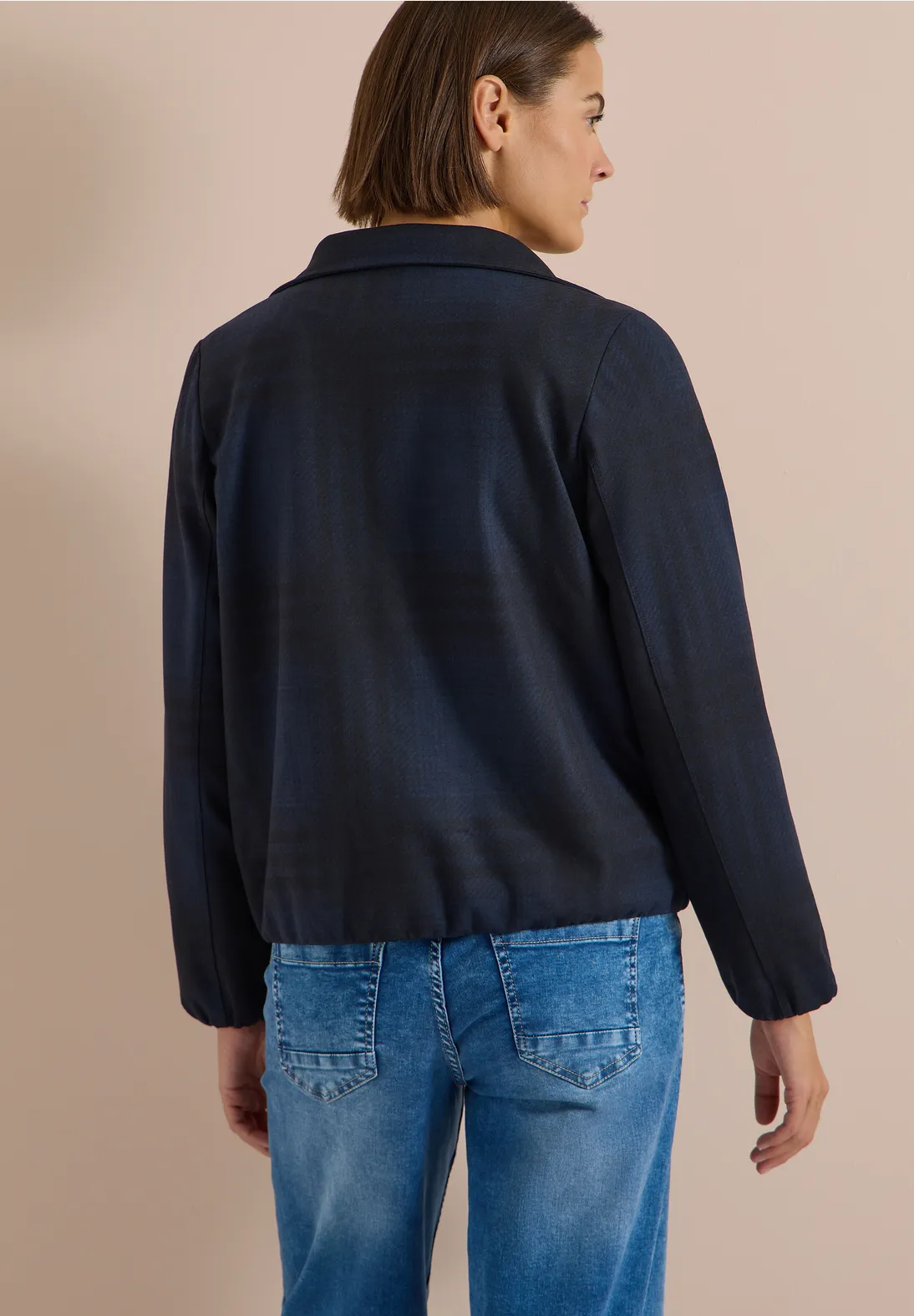 Cecil Geruite Jas in Wol Look - Urban Dark Blue Melange