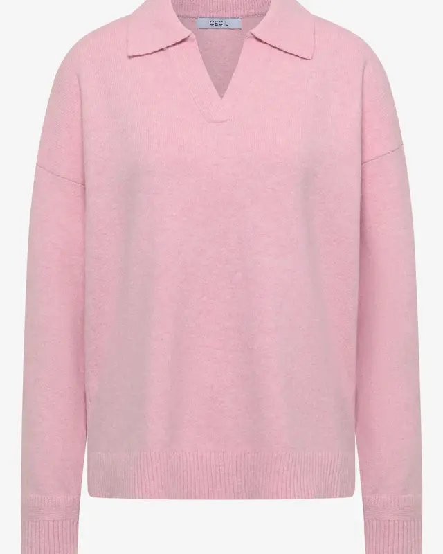 Cecil Jumper with Polo Collar - Mellow Rose Melange