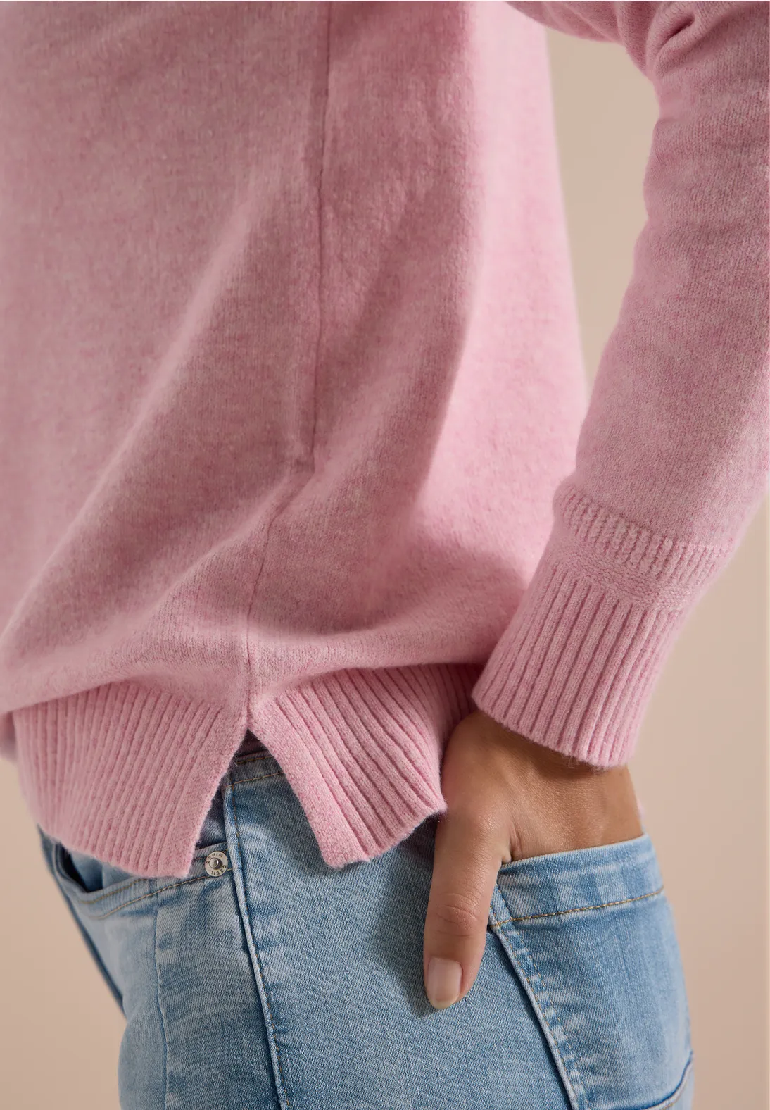 Cecil Pullover mit Polokragen - Mellow Rose Melange