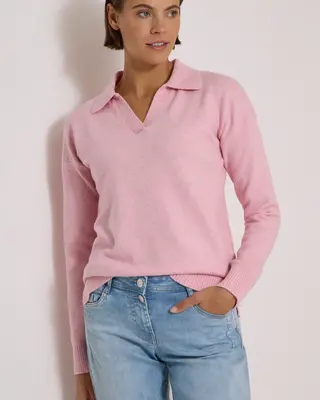 Cecil Pullover mit Polokragen - Mellow Rose Melange