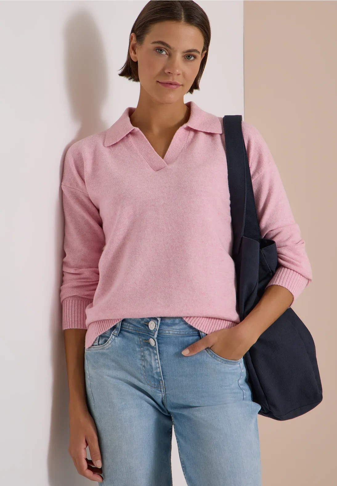 Cecil Trui met Polokraag - Mellow Rose Melange