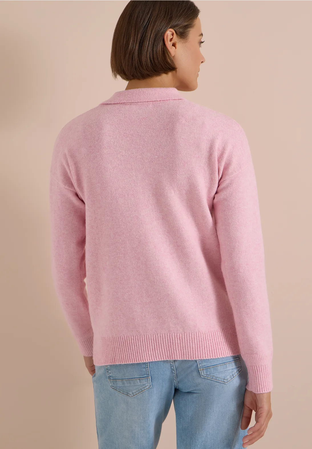 Cecil Pullover mit Polokragen - Mellow Rose Melange
