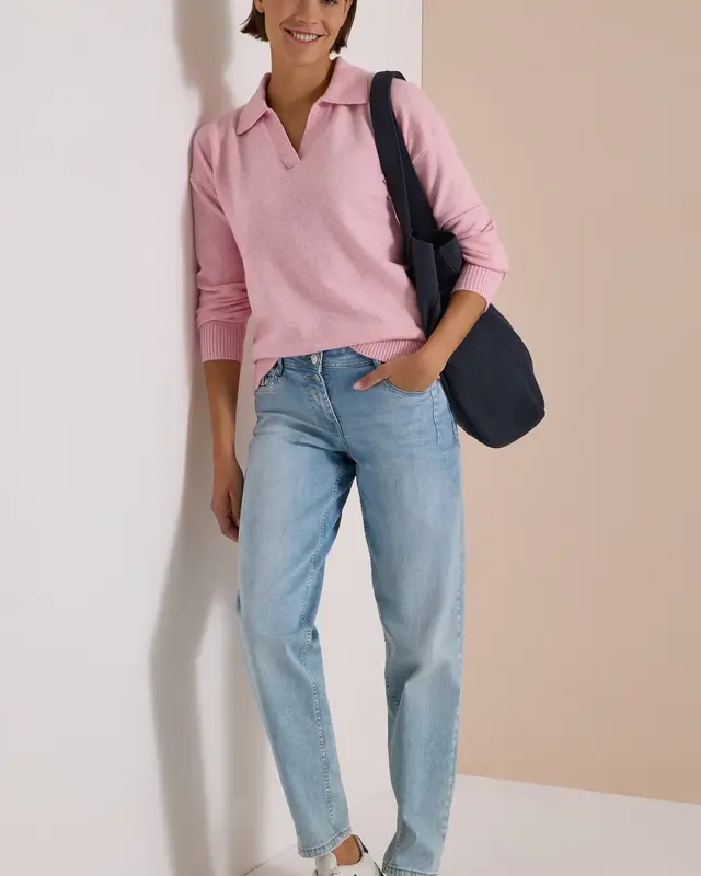 Cecil Pullover mit Polokragen - Mellow Rose Melange