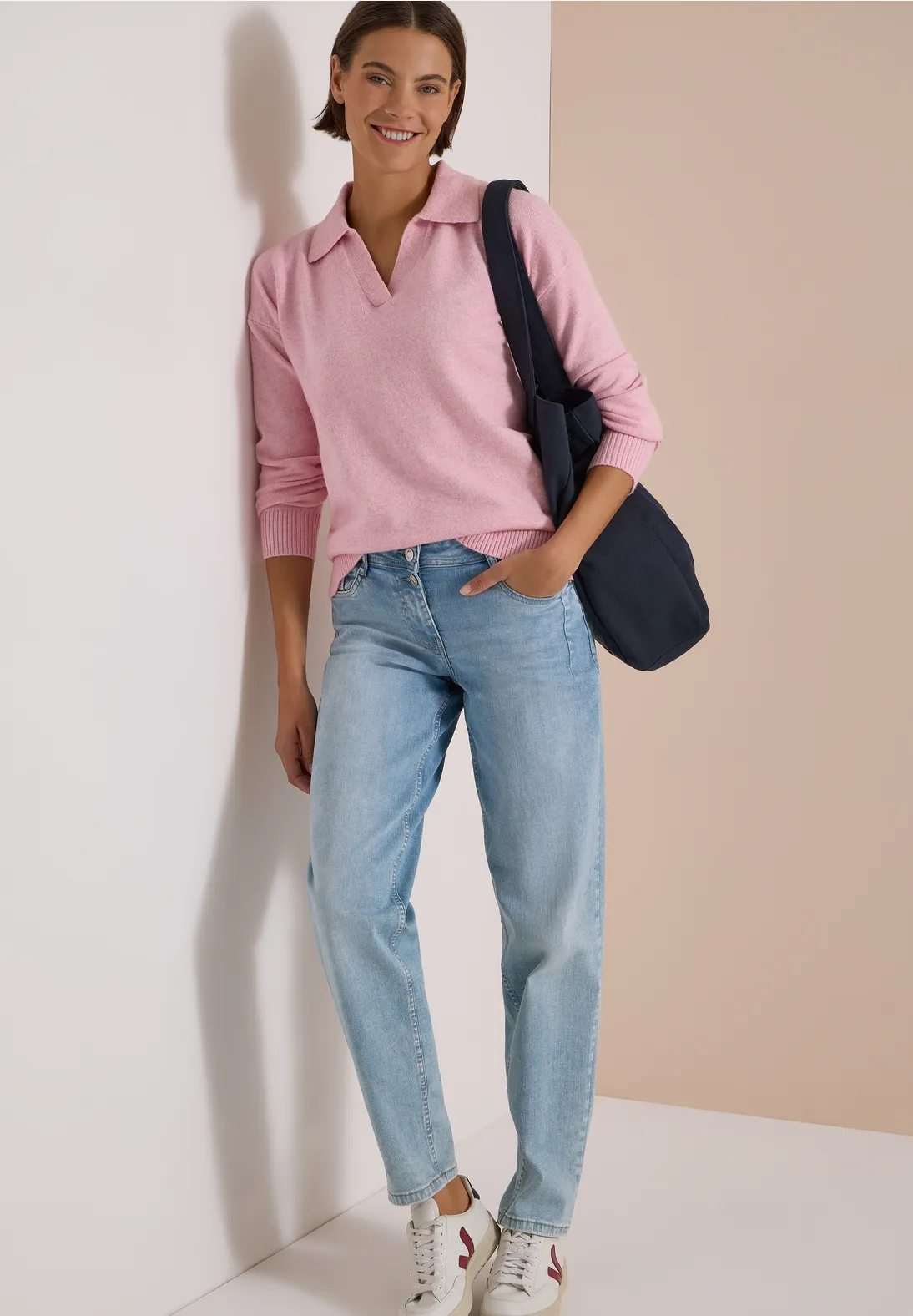 Cecil Trui met Polokraag - Mellow Rose Melange