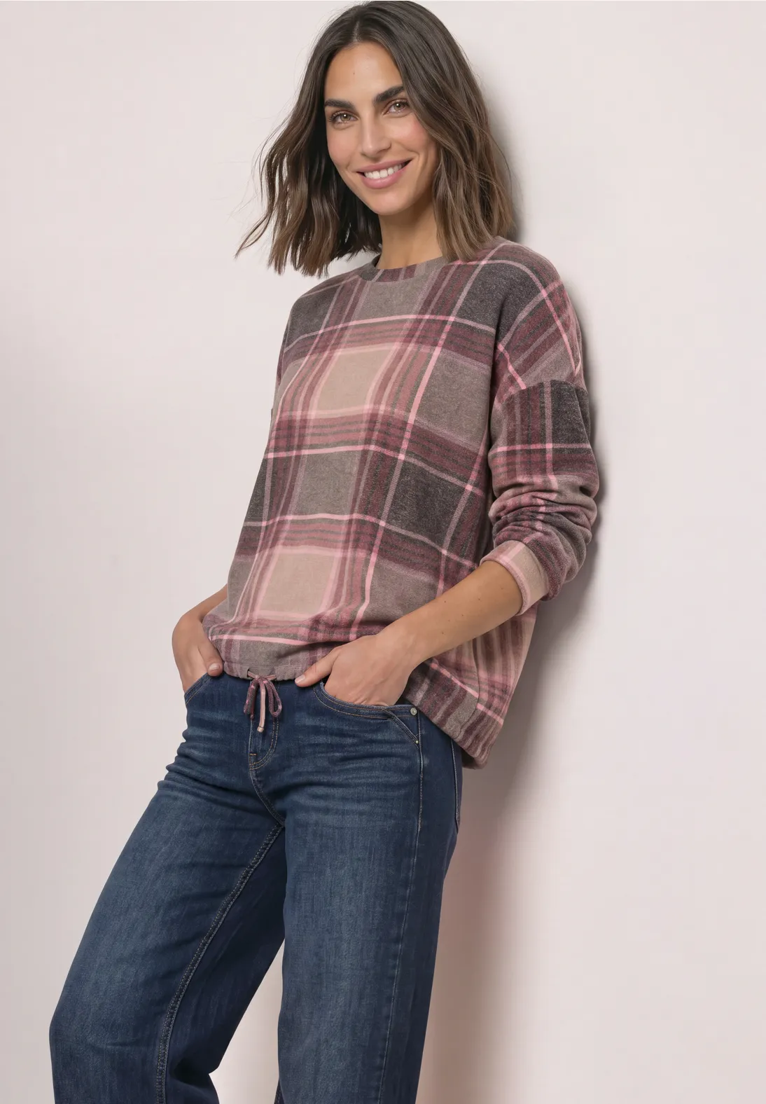Street One Shirt met Ruitpatroon - Sanded Amber