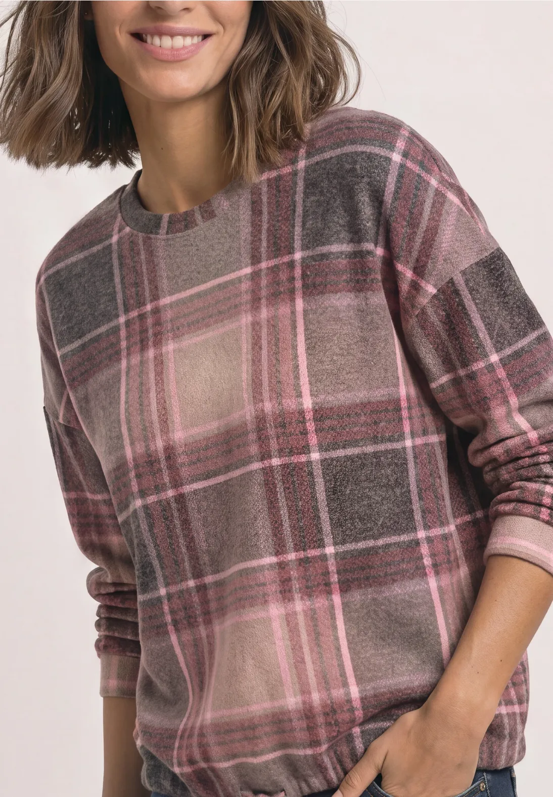 Street One Shirt met Ruitpatroon - Sanded Amber