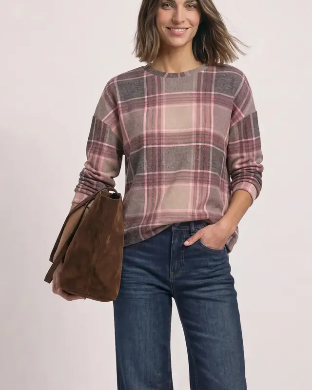 Street One Shirt with Check Pattern - Sanded Amber