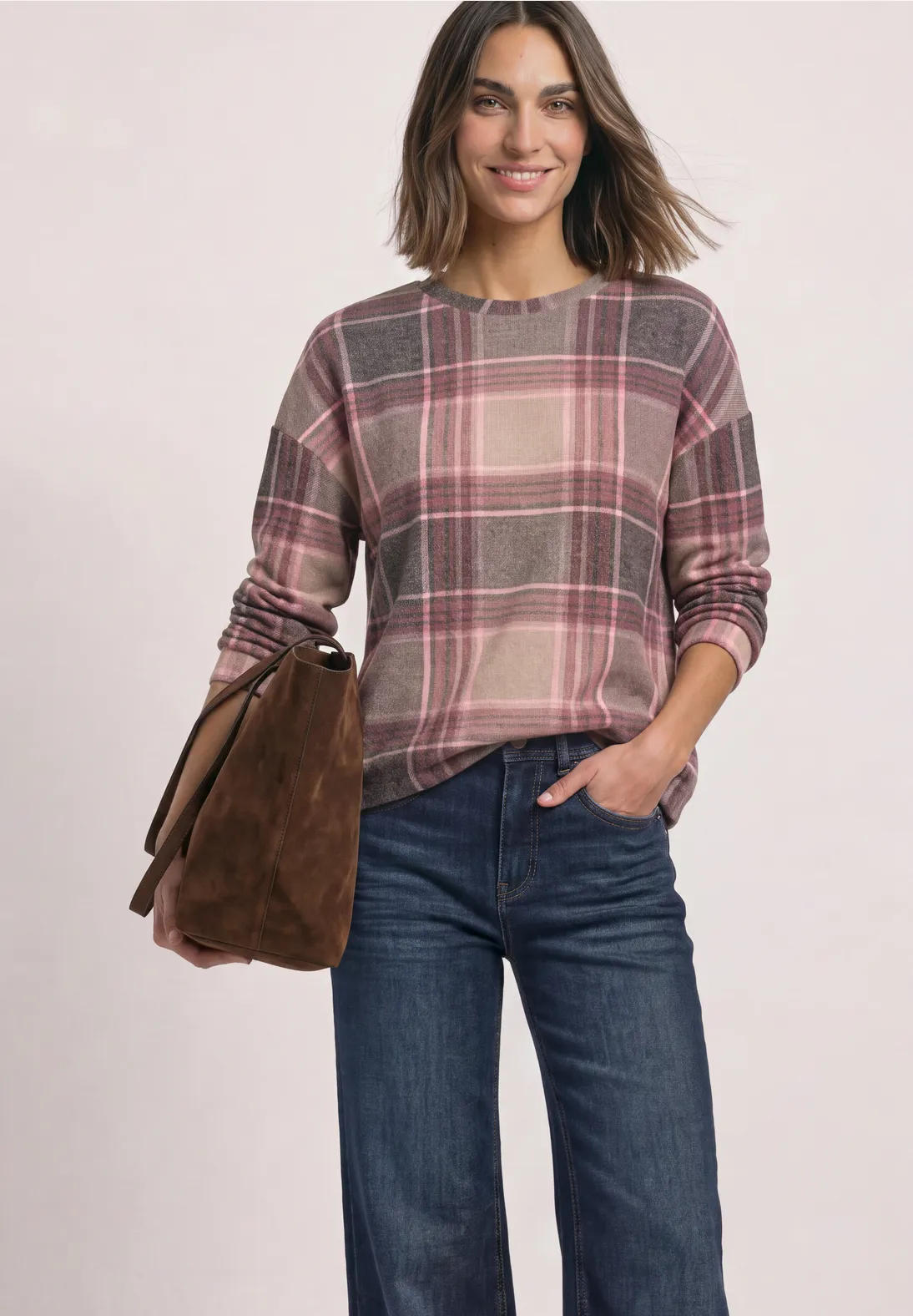 Street One Shirt met Ruitpatroon - Sanded Amber