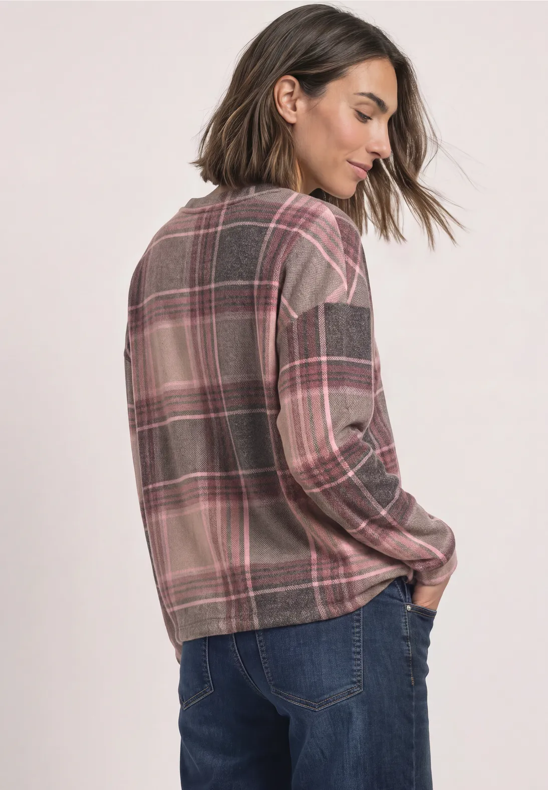 Street One Shirt met Ruitpatroon - Sanded Amber