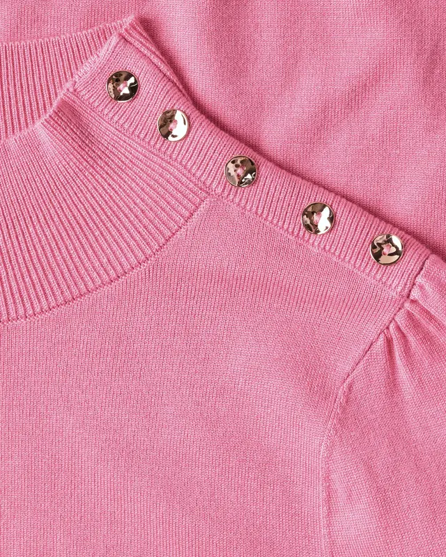 Street One Trui met Col en Knopen - Warm Blush