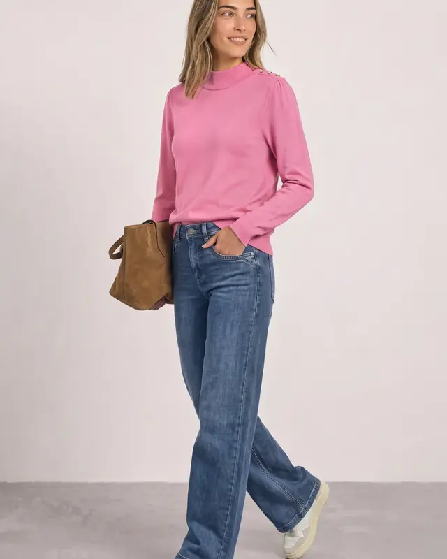 Street One Trui met Col en Knopen - Warm Blush