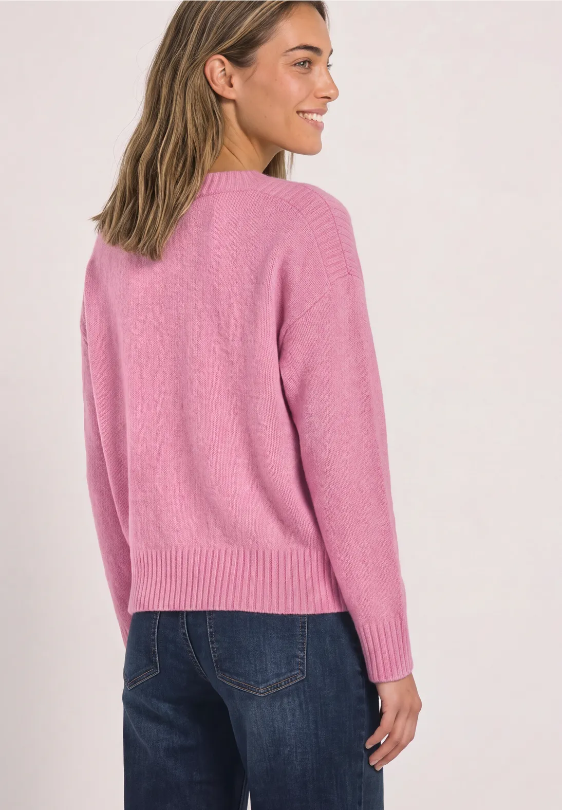 Street One Pullover mit U-Boot Ausschnitt - Warm Blush Melange