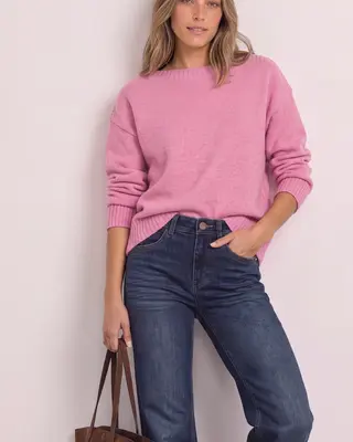Street One Pullover mit U-Boot Ausschnitt - Warm Blush Melange