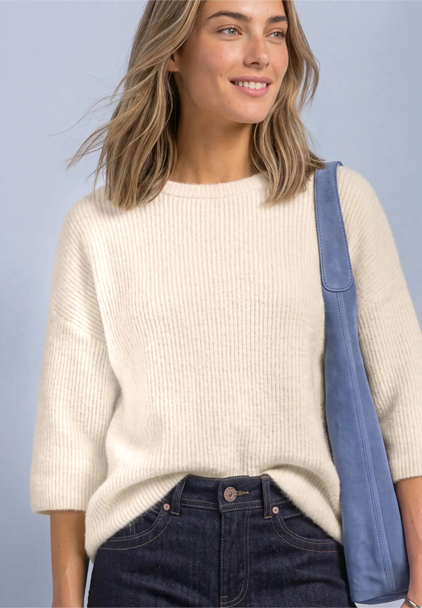 Street One Trui met 3/4-Mouw - Pure Beige