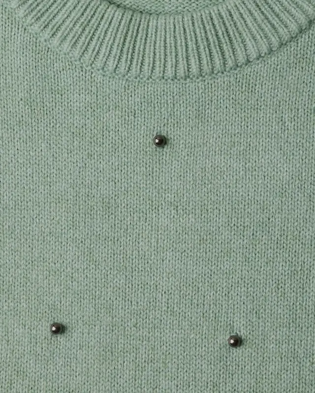 Street One Studio Pullover mit Perlendetails - Grayed Mint Melange