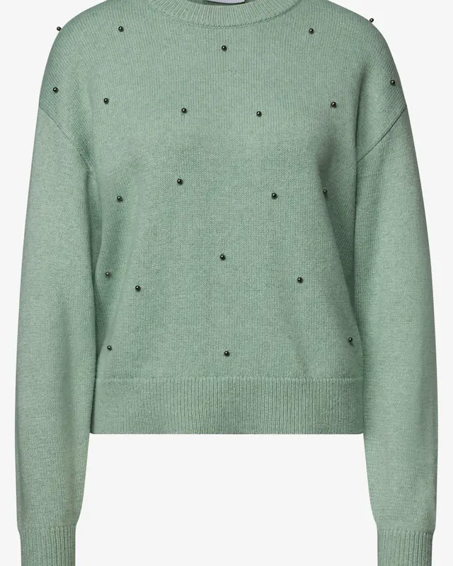 Street One Studio Pullover mit Perlendetails - Grayed Mint Melange