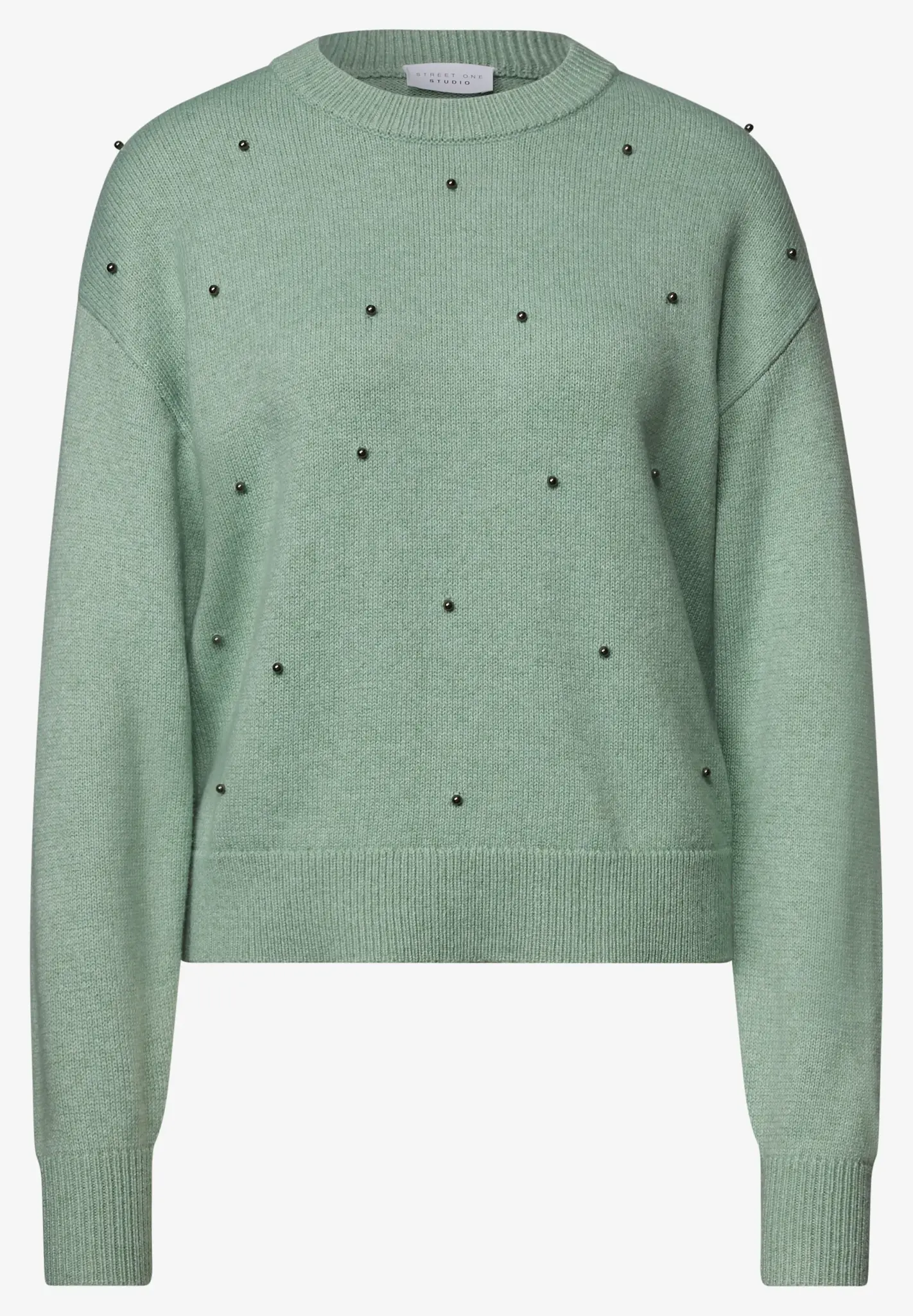 Street One Studio Pullover mit Perlendetails - Grayed Mint Melange
