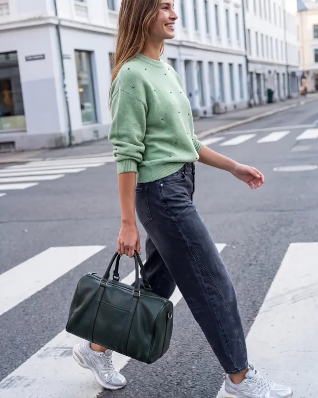 Street One Studio Pullover mit Perlendetails - Grayed Mint Melange