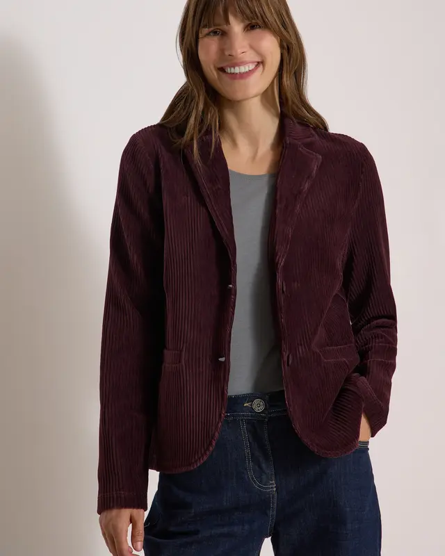 Cecil Jersey Cord-Blazer - Berry Red